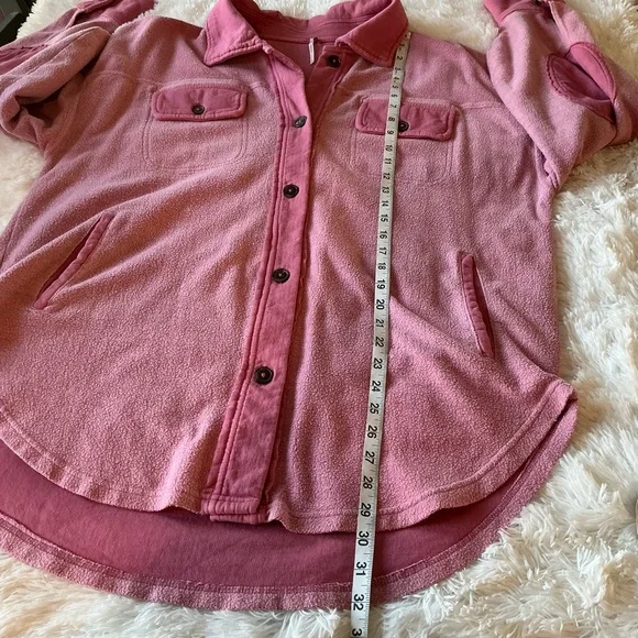 Free People | Pink Ruby Oversized Shirt Jacket size Small - Picture 13 of 15